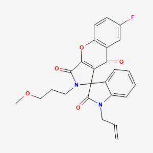 molecular formula C25H21FN2O5 B11411251 7-fluoro-2-(3-methoxypropyl)-1'-(prop-2-en-1-yl)-2H-spiro[chromeno[2,3-c]pyrrole-1,3'-indole]-2',3,9(1'H)-trione 