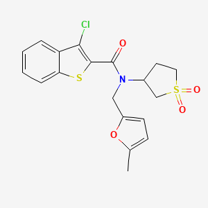 molecular formula C19H18ClNO4S2 B11411268 3-chloro-N-(1,1-dioxidotetrahydrothiophen-3-yl)-N-[(5-methylfuran-2-yl)methyl]-1-benzothiophene-2-carboxamide 