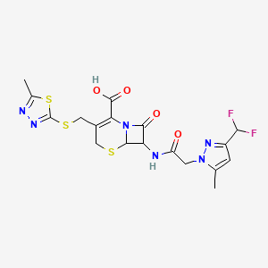 7-({[3-(difluoromethyl)-5-methyl-1H-pyrazol-1-yl]acetyl}amino)-3-{[(5-methyl-1,3,4-thiadiazol-2-yl)thio]methyl}-8-oxo-5-thia-1-azabicyclo[4.2.0]oct-2-ene-2-carboxylic acid