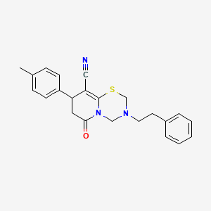 8-(4-methylphenyl)-6-oxo-3-(2-phenylethyl)-3,4,7,8-tetrahydro-2H,6H-pyrido[2,1-b][1,3,5]thiadiazine-9-carbonitrile