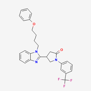 molecular formula C28H26F3N3O2 B11411370 4-[1-(4-phenoxybutyl)-1H-benzimidazol-2-yl]-1-[3-(trifluoromethyl)phenyl]pyrrolidin-2-one 