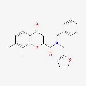 molecular formula C24H21NO4 B11411487 N-benzyl-N-(furan-2-ylmethyl)-7,8-dimethyl-4-oxo-4H-chromene-2-carboxamide 