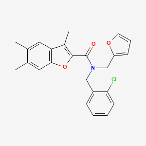 molecular formula C24H22ClNO3 B11411537 N-(2-chlorobenzyl)-N-(furan-2-ylmethyl)-3,5,6-trimethyl-1-benzofuran-2-carboxamide 