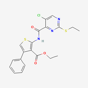 molecular formula C20H18ClN3O3S2 B11411541 Ethyl 2-({[5-chloro-2-(ethylsulfanyl)pyrimidin-4-yl]carbonyl}amino)-4-phenylthiophene-3-carboxylate 