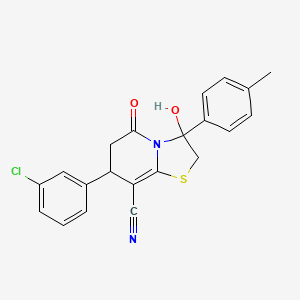 7-(3-chlorophenyl)-3-hydroxy-3-(4-methylphenyl)-5-oxo-2,3,6,7-tetrahydro-5H-[1,3]thiazolo[3,2-a]pyridine-8-carbonitrile