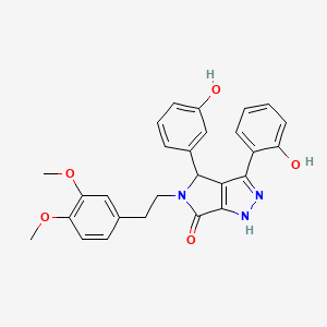 molecular formula C27H25N3O5 B11411610 (3Z)-5-[2-(3,4-dimethoxyphenyl)ethyl]-4-(3-hydroxyphenyl)-3-(6-oxocyclohexa-2,4-dien-1-ylidene)-2,4-dihydro-1H-pyrrolo[3,4-c]pyrazol-6-one 