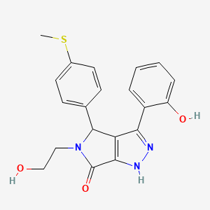 molecular formula C20H19N3O3S B11411616 5-(2-hydroxyethyl)-3-(2-hydroxyphenyl)-4-[4-(methylsulfanyl)phenyl]-4,5-dihydropyrrolo[3,4-c]pyrazol-6(2H)-one 