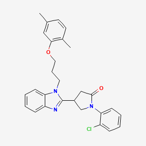 molecular formula C28H28ClN3O2 B11411628 1-(2-chlorophenyl)-4-{1-[3-(2,5-dimethylphenoxy)propyl]-1H-benzimidazol-2-yl}pyrrolidin-2-one 