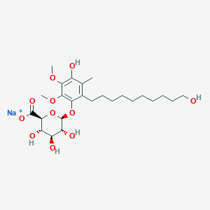 molecular formula C₂₅H₃₉NaO₁₁ B1141166 4-Hydroxy-2-(10-hydroxydecyl)-5,6-dimethoxy-3-methylphenyl beta-D-Glucuronide Monosodium Salt CAS No. 153010-32-3