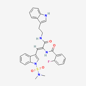 molecular formula C30H28FN5O4S B11411674 (2Z)-3-[1-(Dimethylsulfamoyl)-1H-indol-3-YL]-2-[(2-fluorophenyl)formamido]-N-[2-(1H-indol-3-YL)ethyl]prop-2-enamide 