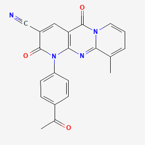 molecular formula C21H14N4O3 B11411680 7-(4-acetylphenyl)-11-methyl-2,6-dioxo-1,7,9-triazatricyclo[8.4.0.03,8]tetradeca-3(8),4,9,11,13-pentaene-5-carbonitrile 