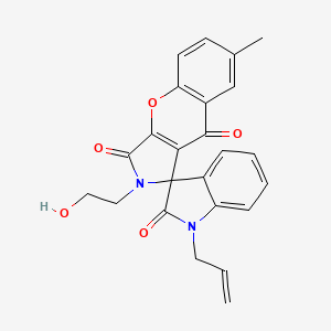 2-(2-hydroxyethyl)-7-methyl-1'-(prop-2-en-1-yl)-2H-spiro[chromeno[2,3-c]pyrrole-1,3'-indole]-2',3,9(1'H)-trione