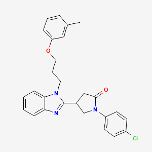 molecular formula C27H26ClN3O2 B11411739 1-(4-chlorophenyl)-4-{1-[3-(3-methylphenoxy)propyl]-1H-benzimidazol-2-yl}pyrrolidin-2-one 