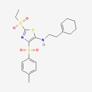 molecular formula C20H26N2O4S3 B11411751 N-(2-(cyclohex-1-en-1-yl)ethyl)-2-(ethylsulfonyl)-4-tosylthiazol-5-amine 