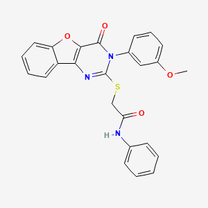 molecular formula C25H19N3O4S B11411760 2-{[3-(3-methoxyphenyl)-4-oxo-3,4-dihydro[1]benzofuro[3,2-d]pyrimidin-2-yl]sulfanyl}-N-phenylacetamide 