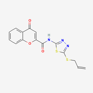 molecular formula C15H11N3O3S2 B11411766 4-oxo-N-[(2E)-5-(prop-2-en-1-ylsulfanyl)-1,3,4-thiadiazol-2(3H)-ylidene]-4H-chromene-2-carboxamide 