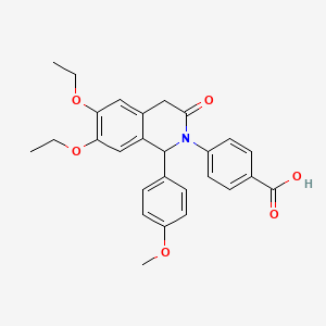 molecular formula C27H27NO6 B11411783 4-[6,7-diethoxy-1-(4-methoxyphenyl)-3-oxo-3,4-dihydroisoquinolin-2(1H)-yl]benzoic acid 