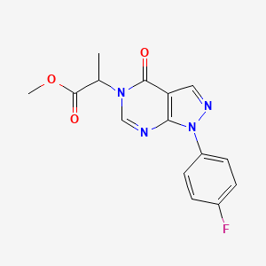 molecular formula C15H13FN4O3 B11411831 Methyl 2-[1-(4-fluorophenyl)-4-oxo-1H,4H,5H-pyrazolo[3,4-D]pyrimidin-5-YL]propanoate 