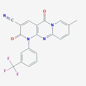 molecular formula C20H11F3N4O2 B11411859 13-methyl-2,6-dioxo-7-[3-(trifluoromethyl)phenyl]-1,7,9-triazatricyclo[8.4.0.03,8]tetradeca-3(8),4,9,11,13-pentaene-5-carbonitrile 