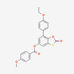 molecular formula C23H18O6S B11411866 7-(4-Ethoxyphenyl)-2-oxo-1,3-benzoxathiol-5-yl 4-methoxybenzoate 