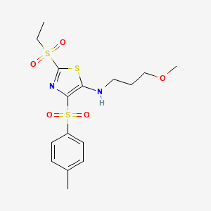 molecular formula C16H22N2O5S3 B11411924 2-(ethylsulfonyl)-N-(3-methoxypropyl)-4-tosylthiazol-5-amine 