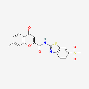 molecular formula C19H14N2O5S2 B11411956 7-methyl-N-[6-(methylsulfonyl)-1,3-benzothiazol-2-yl]-4-oxo-4H-chromene-2-carboxamide 