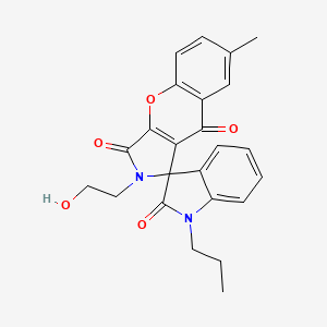 molecular formula C24H22N2O5 B11412016 2-(2-hydroxyethyl)-7-methyl-1'-propyl-2H-spiro[chromeno[2,3-c]pyrrole-1,3'-indole]-2',3,9(1'H)-trione 