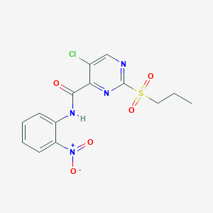 molecular formula C14H13ClN4O5S B11412042 5-chloro-N-(2-nitrophenyl)-2-(propylsulfonyl)pyrimidine-4-carboxamide 