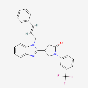 molecular formula C27H22F3N3O B11412070 4-{1-[(2E)-3-phenylprop-2-en-1-yl]-1H-benzimidazol-2-yl}-1-[3-(trifluoromethyl)phenyl]pyrrolidin-2-one 