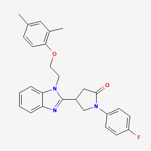 4-{1-[2-(2,4-dimethylphenoxy)ethyl]-1H-benzimidazol-2-yl}-1-(4-fluorophenyl)pyrrolidin-2-one