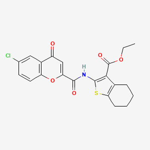 molecular formula C21H18ClNO5S B11412120 ethyl 2-{[(6-chloro-4-oxo-4H-chromen-2-yl)carbonyl]amino}-4,5,6,7-tetrahydro-1-benzothiophene-3-carboxylate 