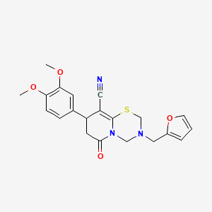 molecular formula C21H21N3O4S B11412141 8-(3,4-dimethoxyphenyl)-3-(furan-2-ylmethyl)-6-oxo-3,4,7,8-tetrahydro-2H,6H-pyrido[2,1-b][1,3,5]thiadiazine-9-carbonitrile 