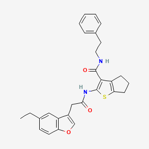 molecular formula C28H28N2O3S B11412159 2-{[(5-ethyl-1-benzofuran-3-yl)acetyl]amino}-N-(2-phenylethyl)-5,6-dihydro-4H-cyclopenta[b]thiophene-3-carboxamide 