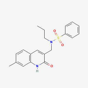 molecular formula C20H22N2O3S B11412161 N-[(2-hydroxy-7-methylquinolin-3-yl)methyl]-N-propylbenzenesulfonamide CAS No. 851628-35-8