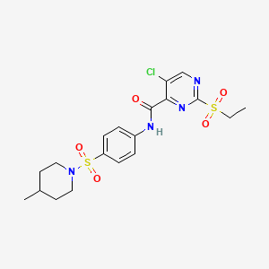 molecular formula C19H23ClN4O5S2 B11412169 5-chloranyl-2-ethylsulfonyl-N-[4-(4-methylpiperidin-1-yl)sulfonylphenyl]pyrimidine-4-carboxamide 