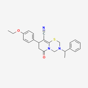 molecular formula C24H25N3O2S B11412172 8-(4-ethoxyphenyl)-6-oxo-3-(1-phenylethyl)-3,4,7,8-tetrahydro-2H,6H-pyrido[2,1-b][1,3,5]thiadiazine-9-carbonitrile 