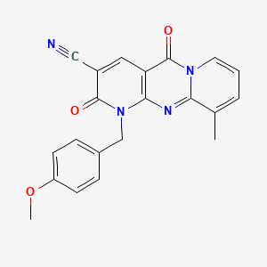 molecular formula C21H16N4O3 B11412211 7-[(4-methoxyphenyl)methyl]-11-methyl-2,6-dioxo-1,7,9-triazatricyclo[8.4.0.03,8]tetradeca-3(8),4,9,11,13-pentaene-5-carbonitrile 