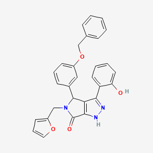 molecular formula C29H23N3O4 B11412212 4-[3-(benzyloxy)phenyl]-5-(furan-2-ylmethyl)-3-(2-hydroxyphenyl)-4,5-dihydropyrrolo[3,4-c]pyrazol-6(1H)-one 