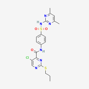 molecular formula C20H21ClN6O3S2 B11412227 5-chloro-N-{4-[(4,6-dimethylpyrimidin-2-yl)sulfamoyl]phenyl}-2-(propylsulfanyl)pyrimidine-4-carboxamide 