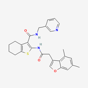 molecular formula C27H27N3O3S B11412235 2-{[(4,6-dimethyl-1-benzofuran-3-yl)acetyl]amino}-N-(pyridin-3-ylmethyl)-4,5,6,7-tetrahydro-1-benzothiophene-3-carboxamide 