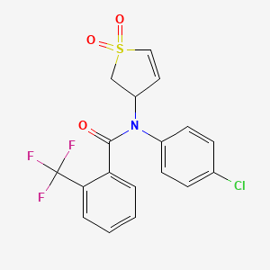 molecular formula C18H13ClF3NO3S B11412241 N-(4-chlorophenyl)-N-(1,1-dioxido-2,3-dihydrothiophen-3-yl)-2-(trifluoromethyl)benzamide 