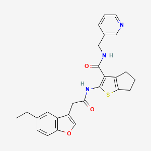 molecular formula C26H25N3O3S B11412261 2-{[(5-ethyl-1-benzofuran-3-yl)acetyl]amino}-N-(pyridin-3-ylmethyl)-5,6-dihydro-4H-cyclopenta[b]thiophene-3-carboxamide 