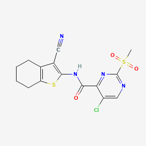 molecular formula C15H13ClN4O3S2 B11412274 5-chloro-N-(3-cyano-4,5,6,7-tetrahydro-1-benzothiophen-2-yl)-2-(methylsulfonyl)pyrimidine-4-carboxamide 