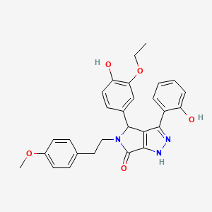 molecular formula C28H27N3O5 B11412276 4-(3-ethoxy-4-hydroxyphenyl)-3-(2-hydroxyphenyl)-5-[2-(4-methoxyphenyl)ethyl]-4,5-dihydropyrrolo[3,4-c]pyrazol-6(1H)-one 