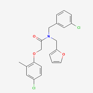 molecular formula C21H19Cl2NO3 B11412353 N-(3-chlorobenzyl)-2-(4-chloro-2-methylphenoxy)-N-(furan-2-ylmethyl)acetamide 