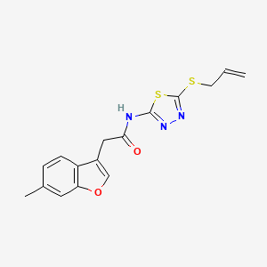 molecular formula C16H15N3O2S2 B11412360 2-(6-methyl-1-benzofuran-3-yl)-N-[5-(prop-2-en-1-ylsulfanyl)-1,3,4-thiadiazol-2-yl]acetamide 