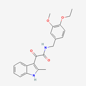 molecular formula C21H22N2O4 B11412394 N-[(4-ethoxy-3-methoxyphenyl)methyl]-2-(2-methyl-1H-indol-3-yl)-2-oxoacetamide 