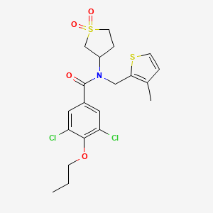 3,5-dichloro-N-(1,1-dioxidotetrahydrothiophen-3-yl)-N-[(3-methylthiophen-2-yl)methyl]-4-propoxybenzamide