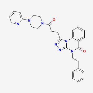 molecular formula C29H29N7O2 B11412418 1-{3-oxo-3-[4-(pyridin-2-yl)piperazin-1-yl]propyl}-4-(2-phenylethyl)-4H,5H-[1,2,4]triazolo[4,3-a]quinazolin-5-one 