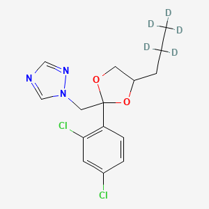 molecular formula C₁₅H₁₀D₇Cl₂N₃O₂ B1141242 1-[[2-(2,4-二氯苯基)-4-(2,2,3,3,3-五氘代丙基)-1,3-二氧戊环-2-基]甲基]-1,2,4-三唑 CAS No. 1246818-14-3
